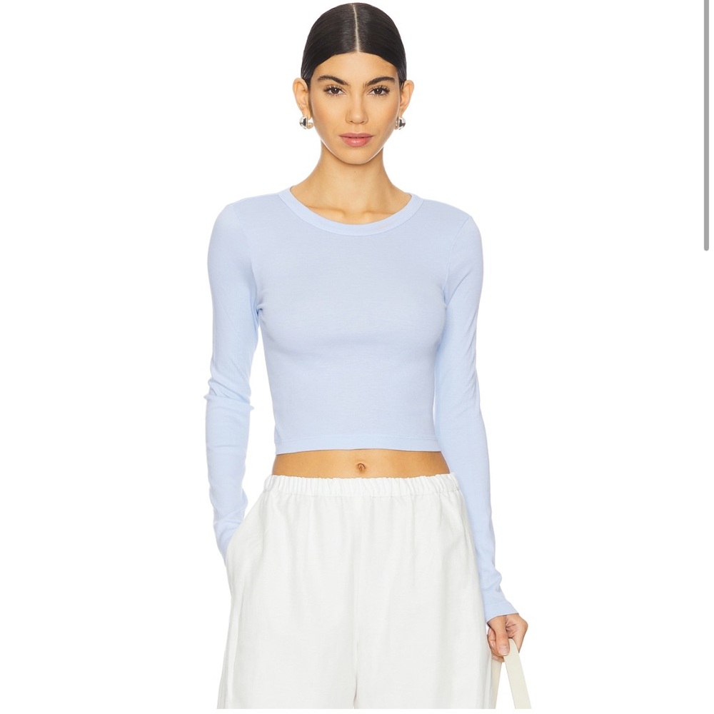 REVOLVE Enza Costa Supima Baby Blue Long Sleeve Crop Top